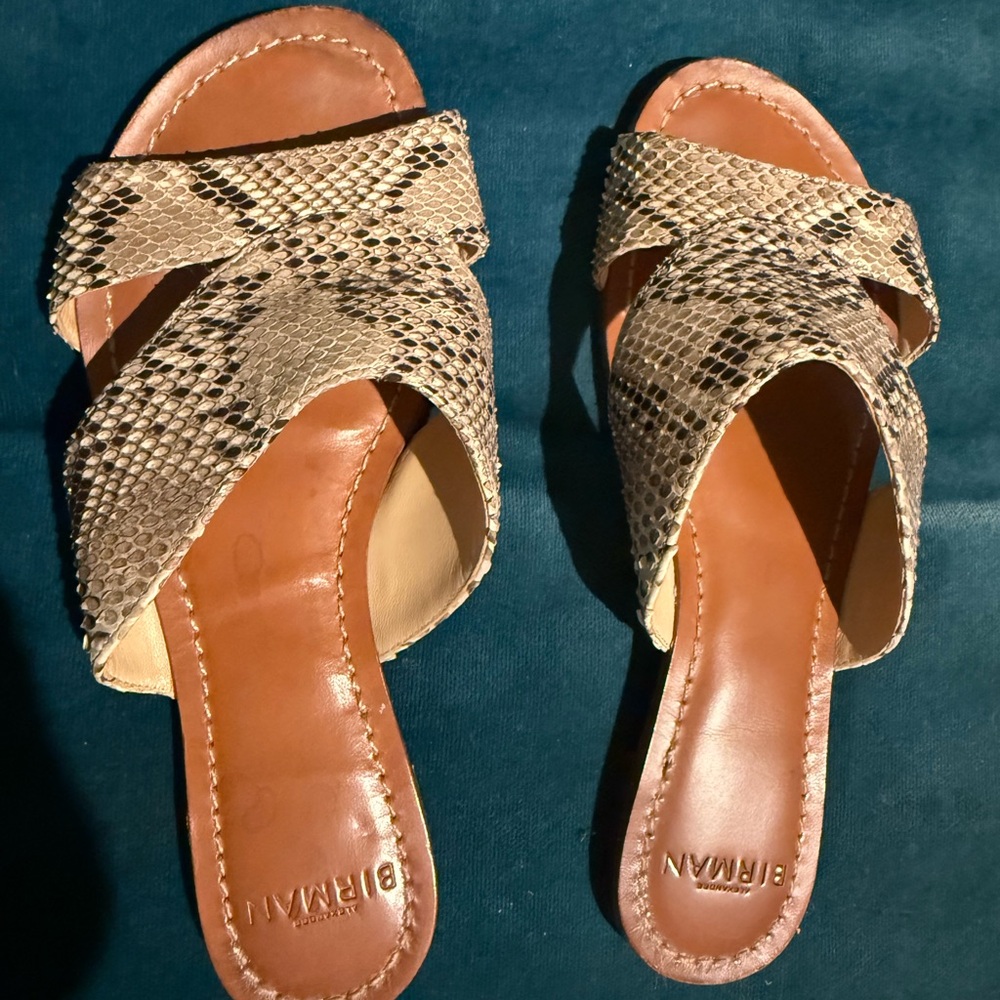 Alexandre Birman Beige Snake Print Flats